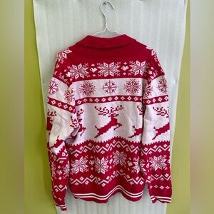 Red & White Holiday Reindeer Sweater Large